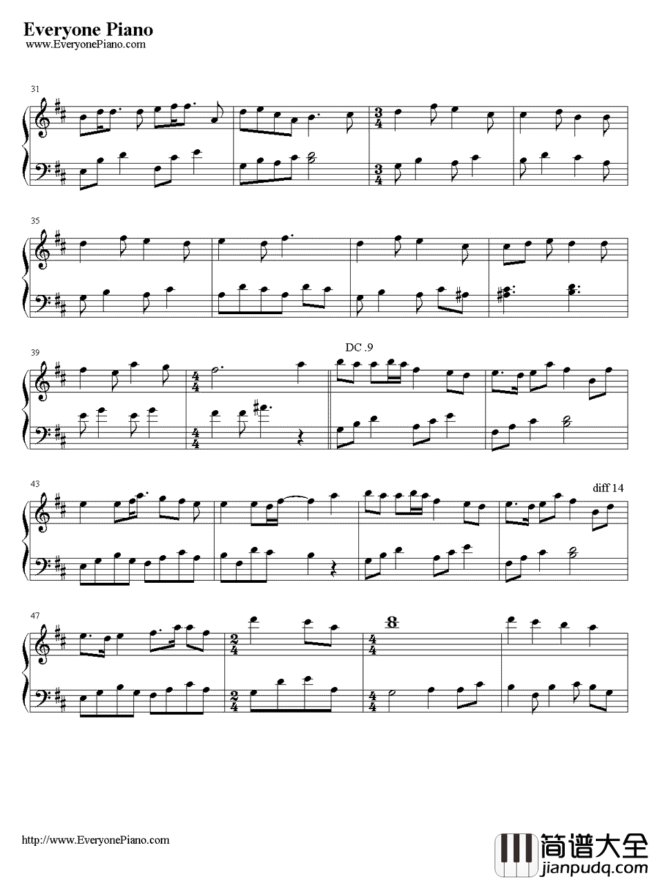 红一叶钢琴谱_巡音ルカ