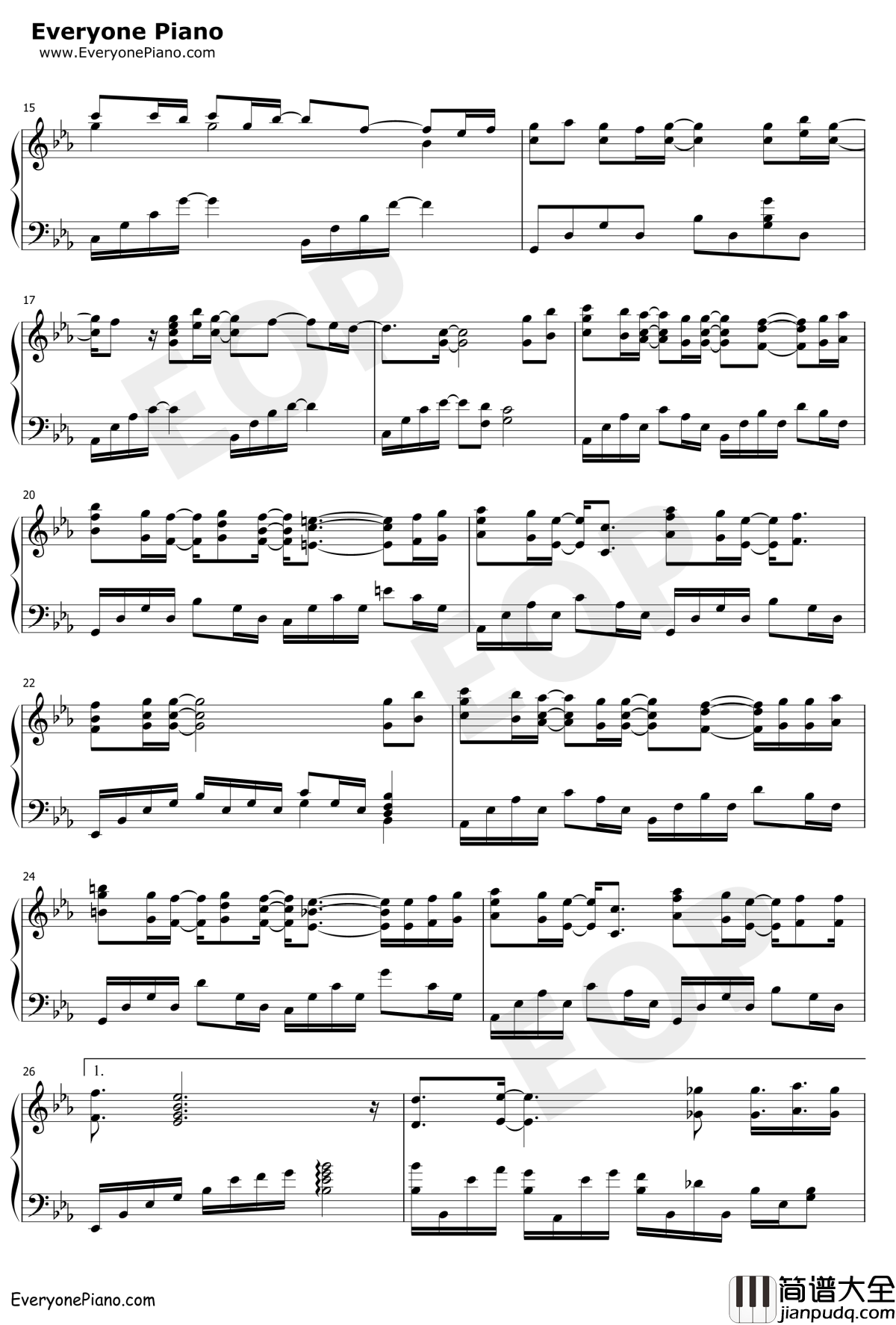 一眼万年钢琴谱_S.H.E_天外飞仙主题曲