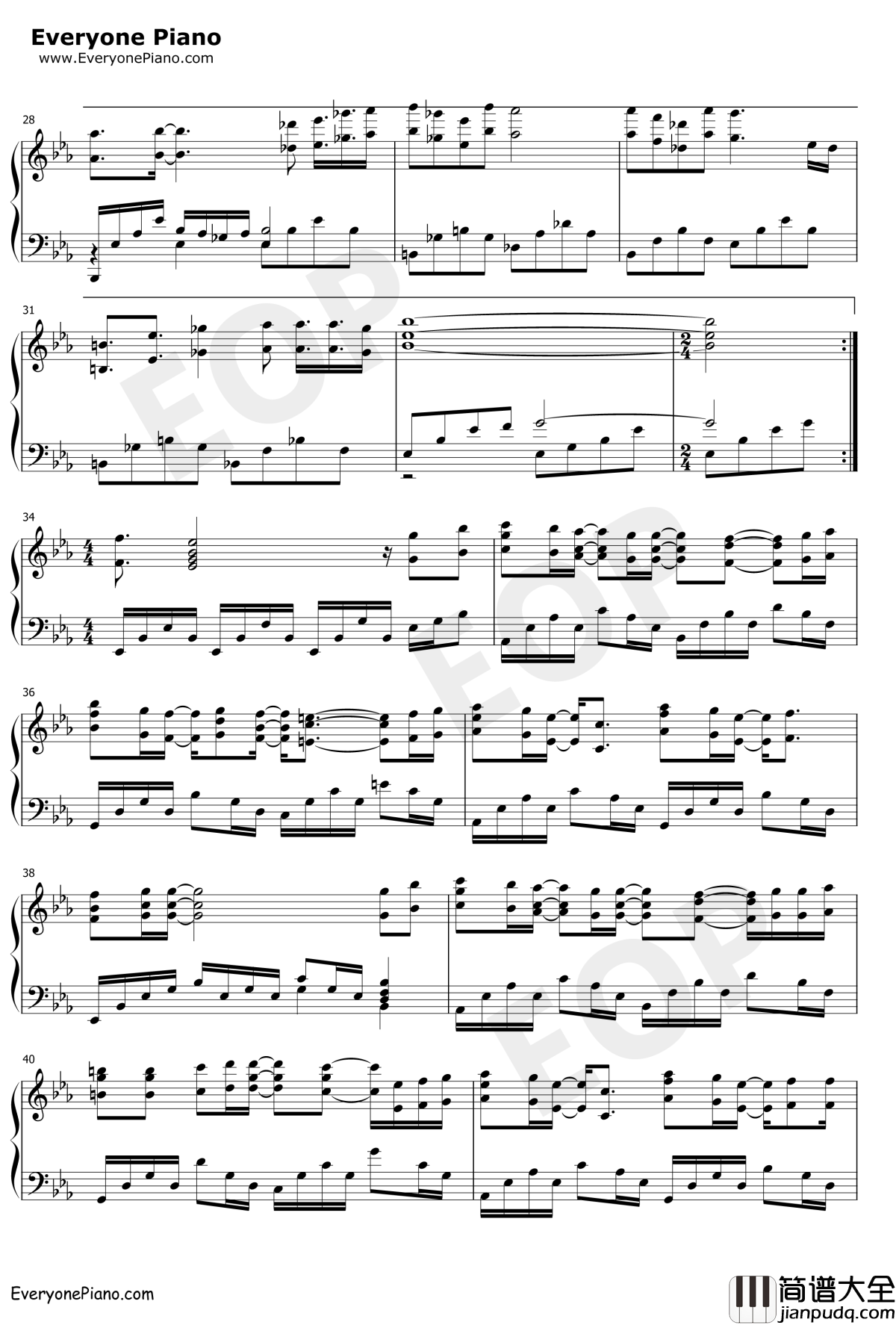 一眼万年钢琴谱_S.H.E_天外飞仙主题曲