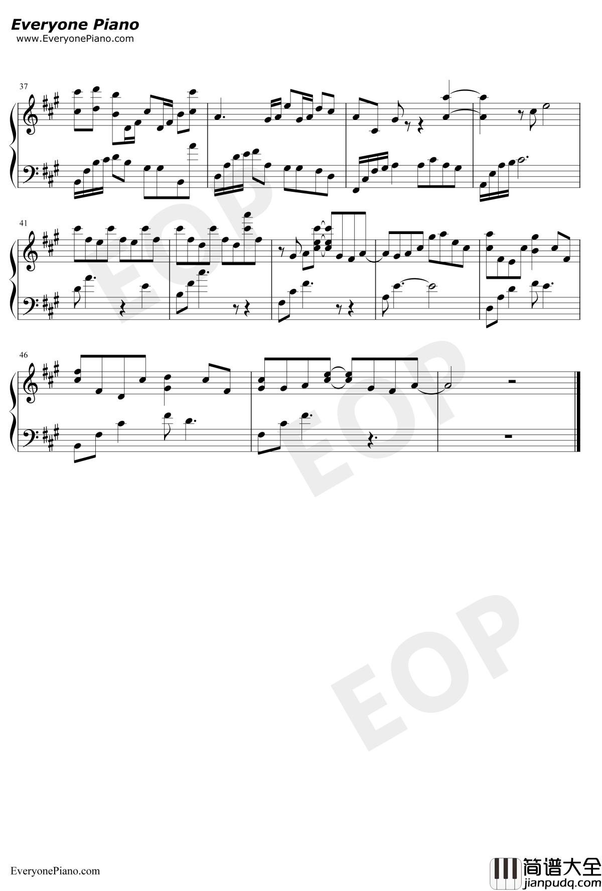 桜流し钢琴谱_宇多田光_福音战士新剧场版：Q主题歌