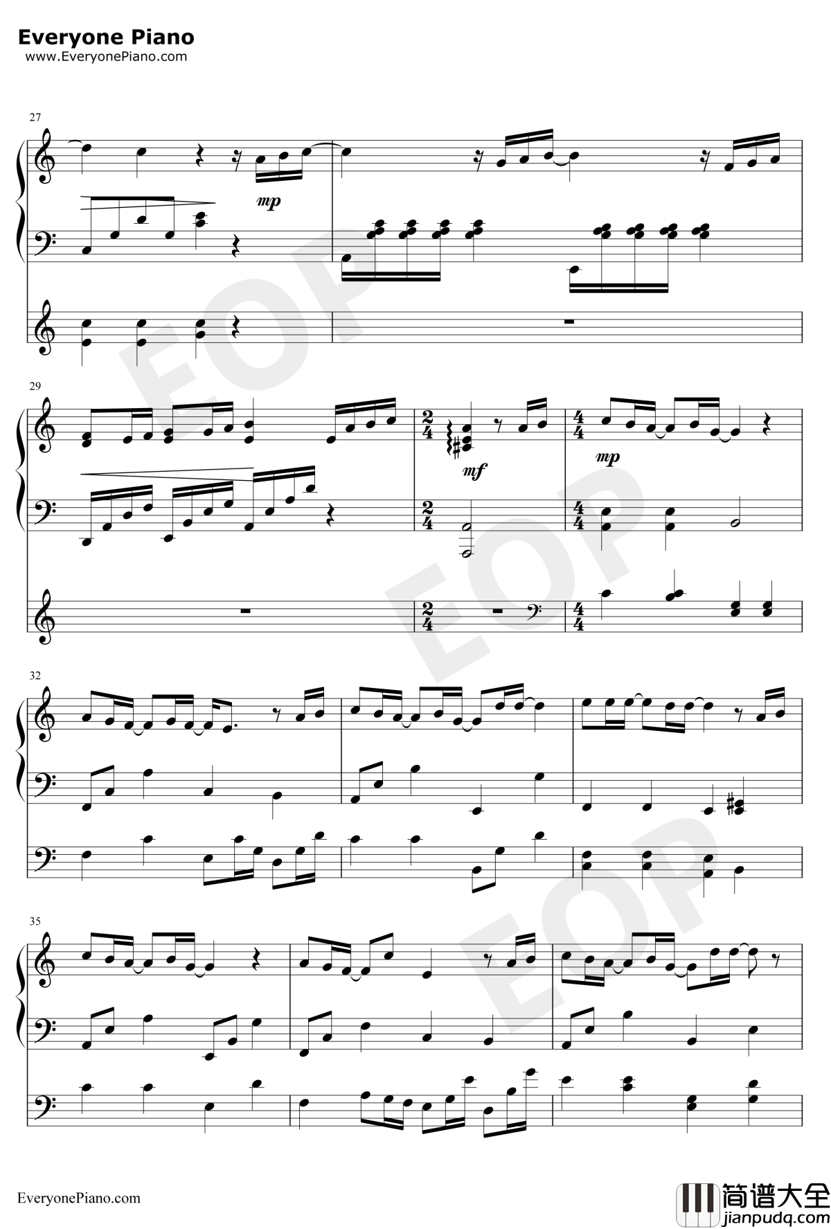 说好的幸福呢伴奏版钢琴谱_周杰伦