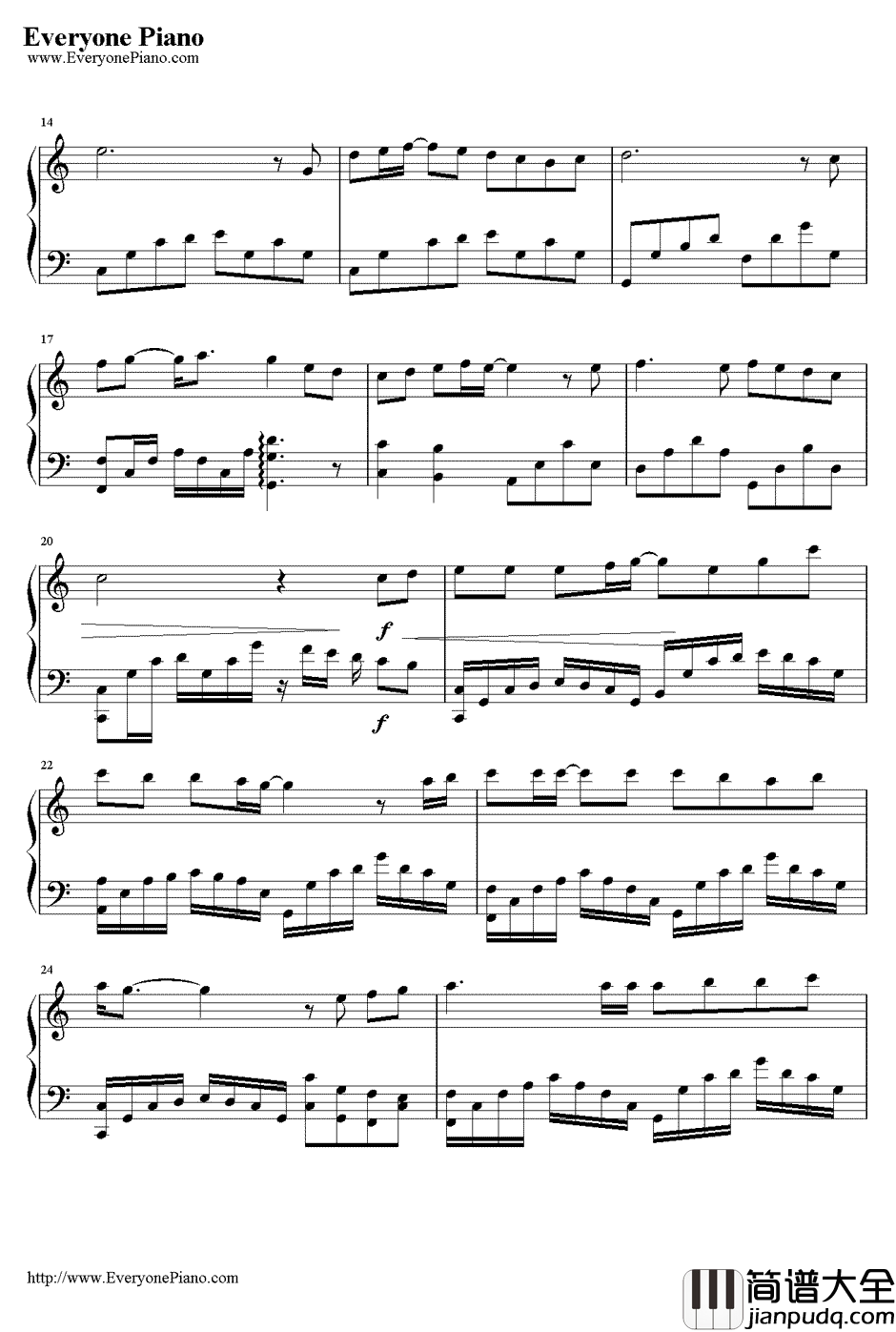 我想大声告诉你钢琴谱_樊凡_蜗居片尾曲