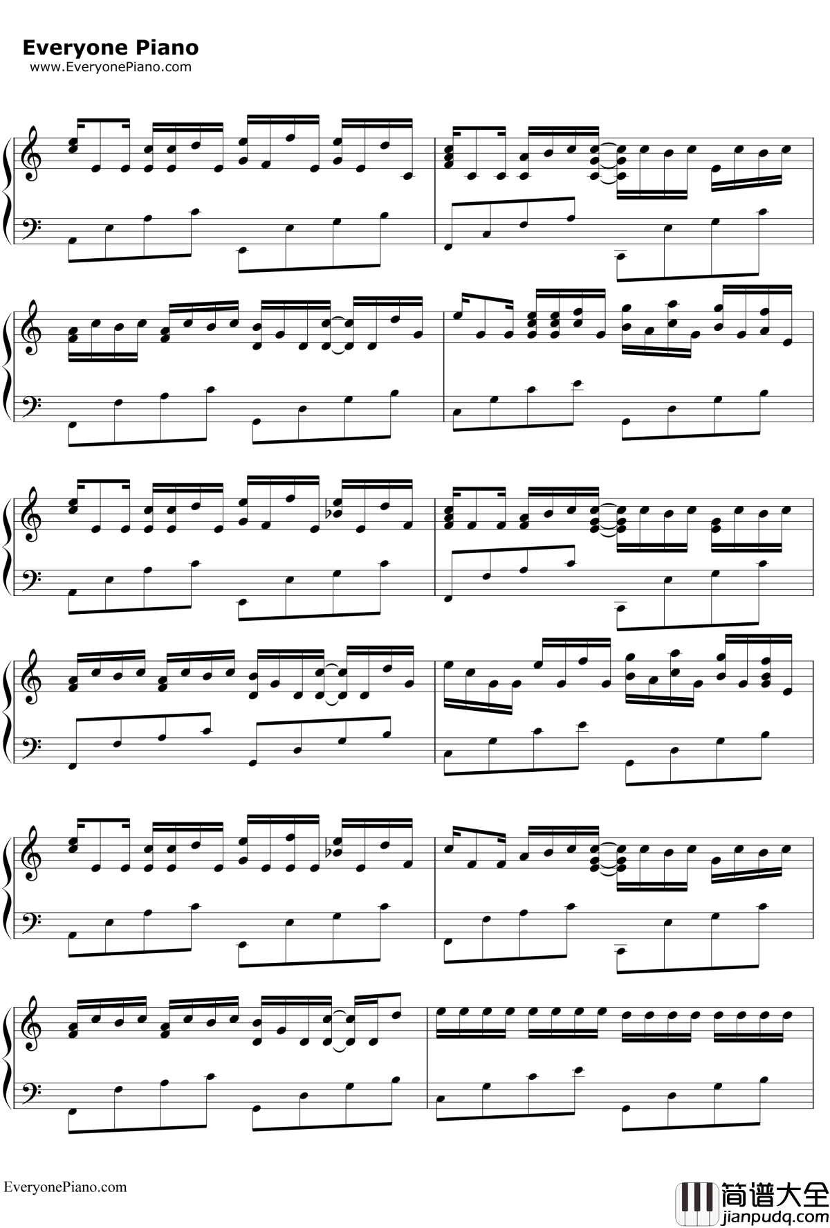 帕赫贝尔的卡农变奏曲钢琴谱_乔治·温斯顿_我的野蛮女友