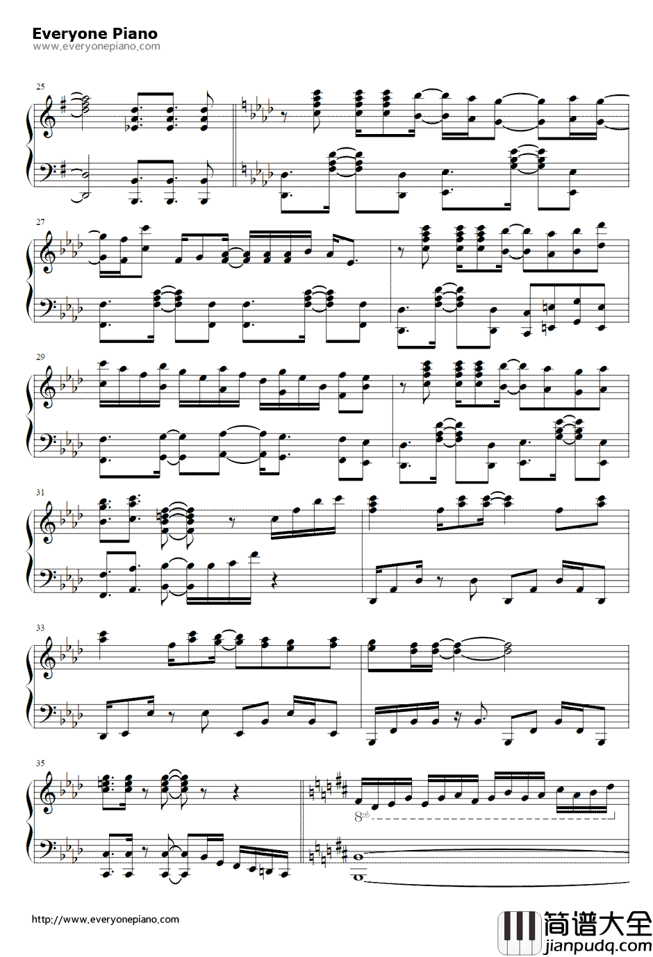 Answer钢琴谱_片霧烈火Rekka_Katakiri_G弦上的魔王OP