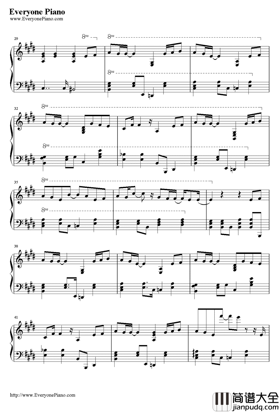 最长的电影钢琴谱_周杰伦