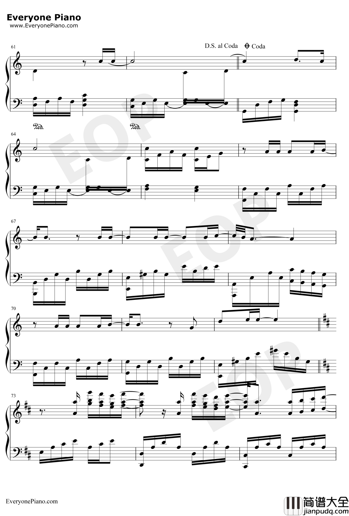 第一次钢琴谱_光良_钢琴独奏版