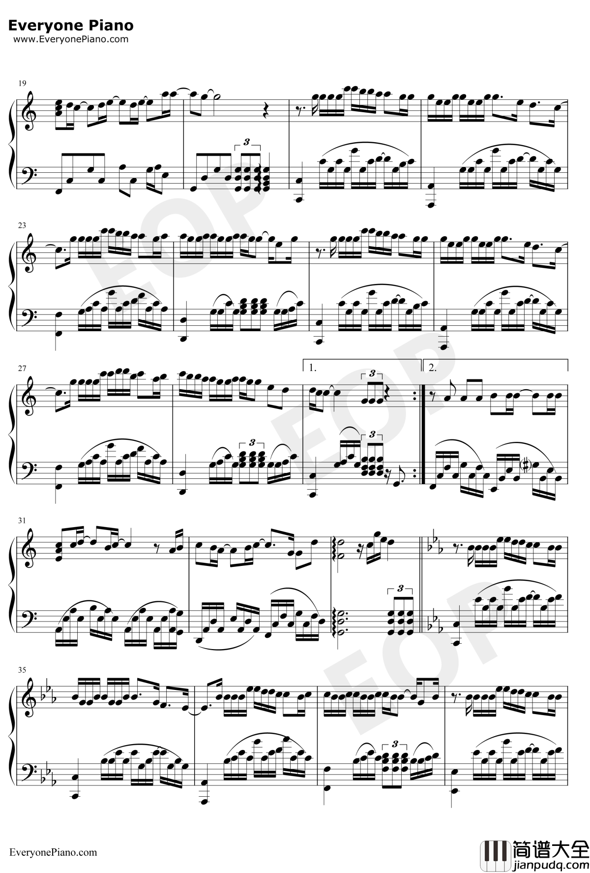 爱在西元前钢琴谱_周杰伦