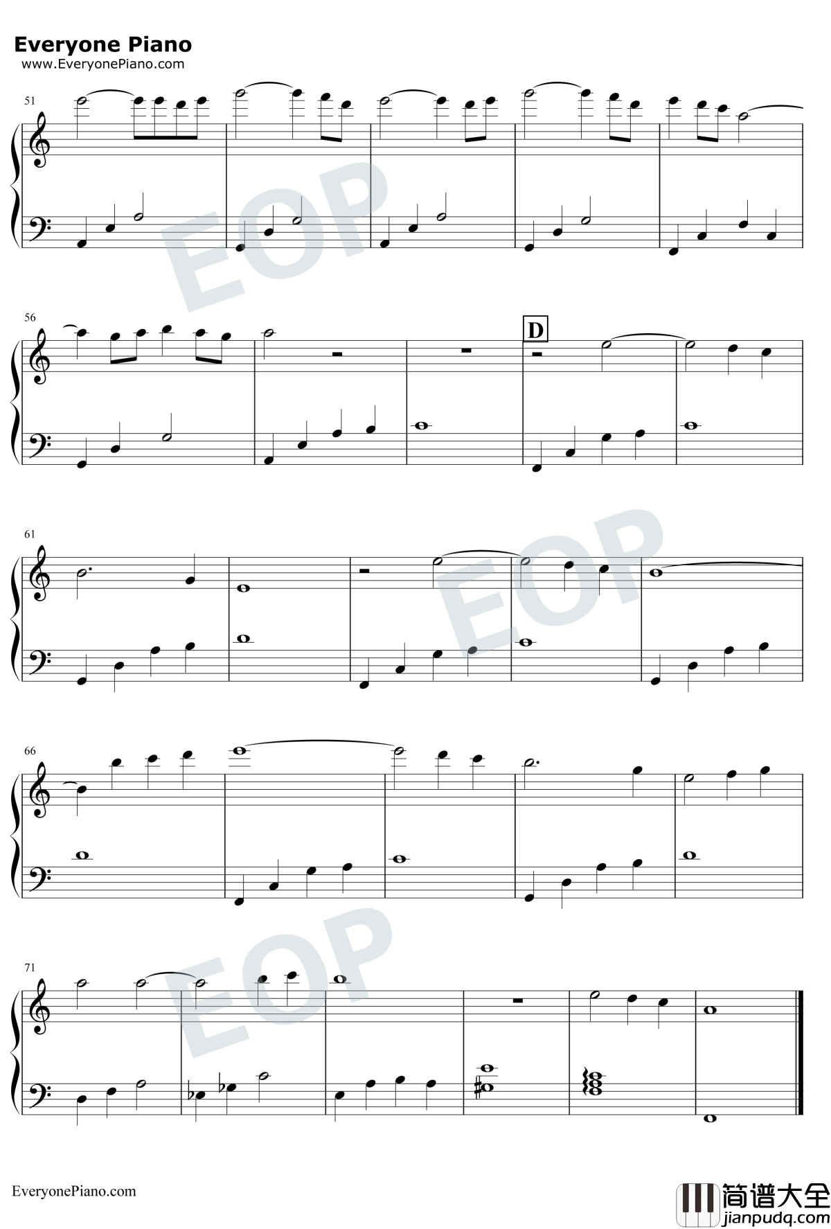 慕情钢琴谱_和田熏_犬夜叉主题曲舒缓版