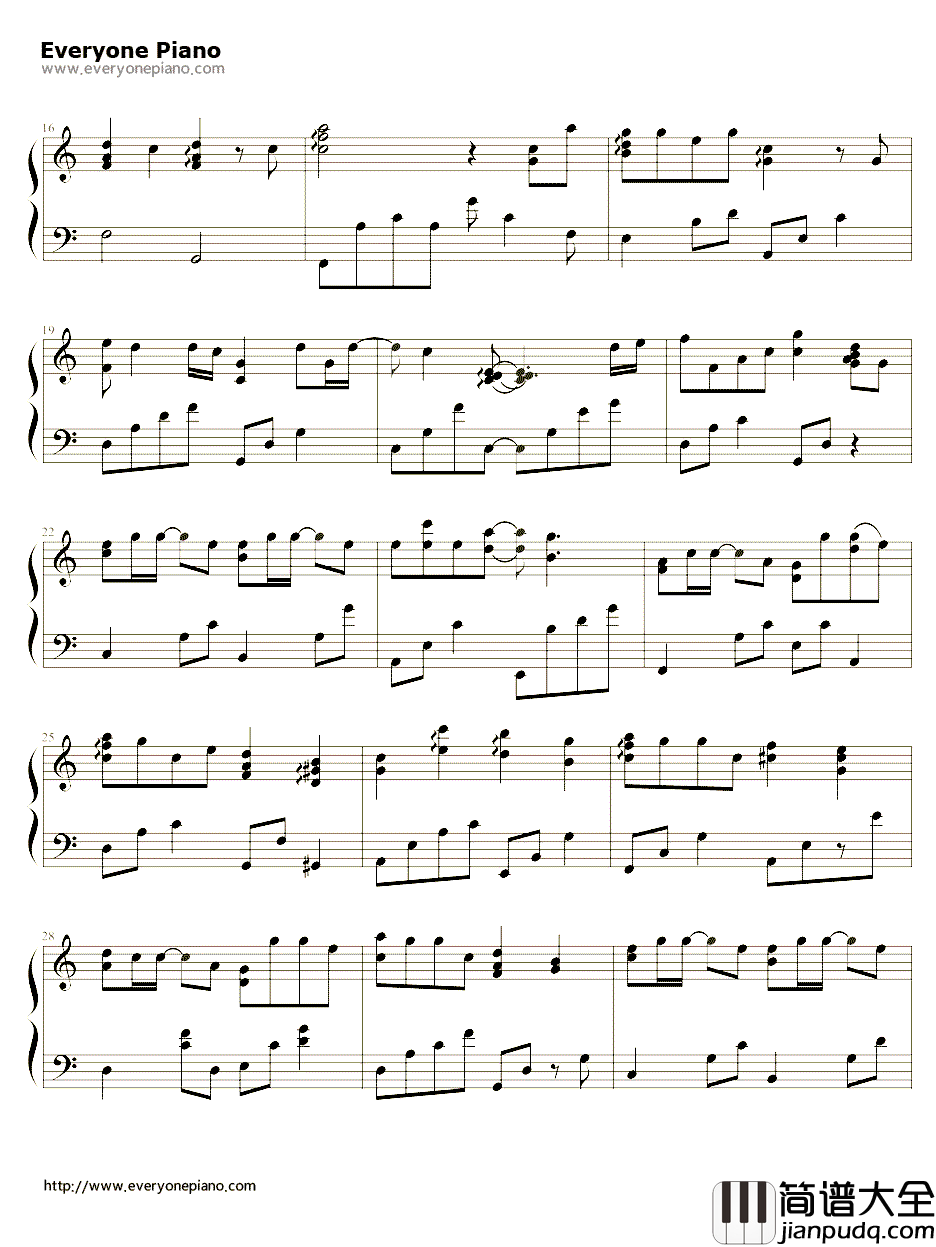 三寸日光钢琴谱_梁静茹