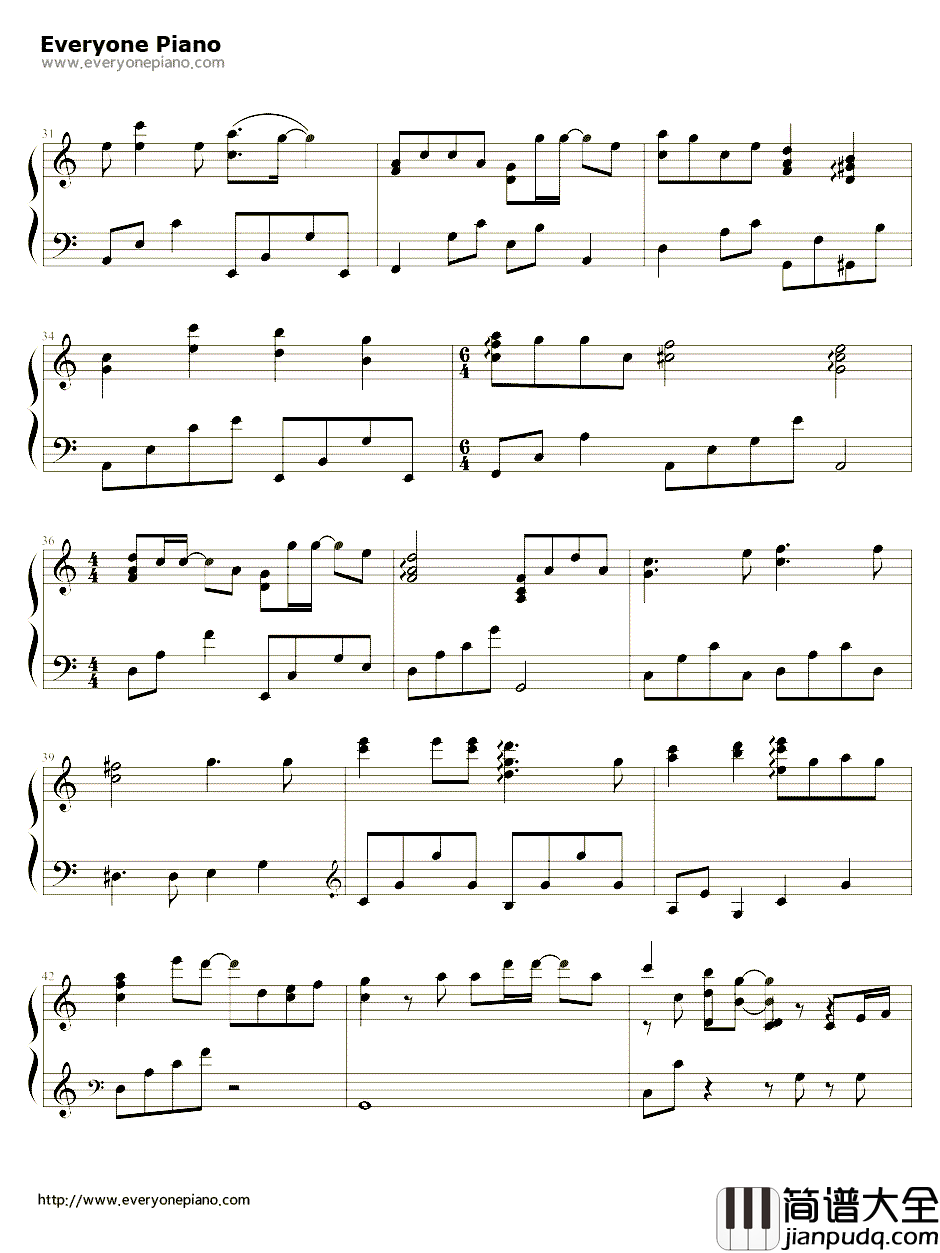 三寸日光钢琴谱_梁静茹