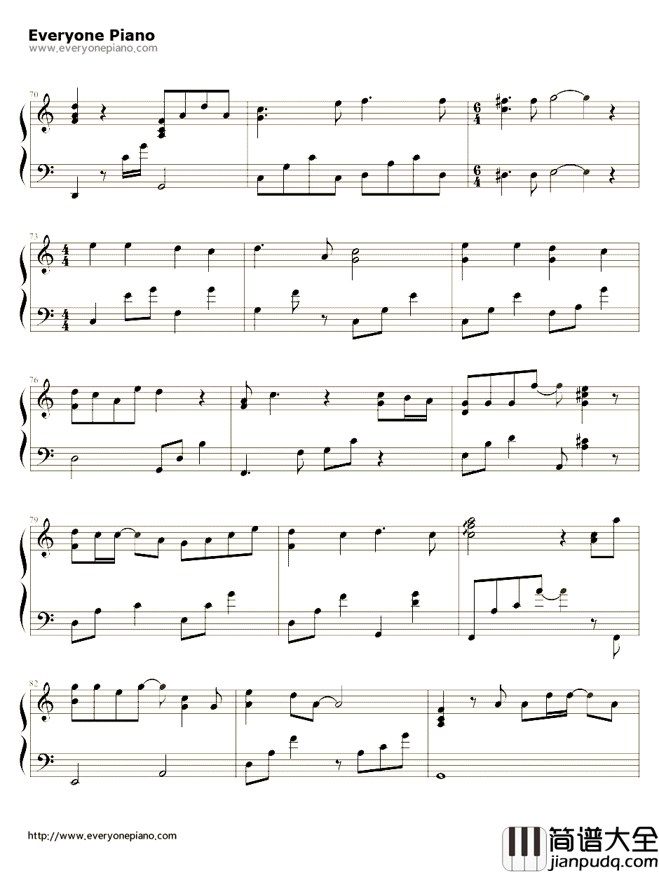 三寸日光钢琴谱_梁静茹