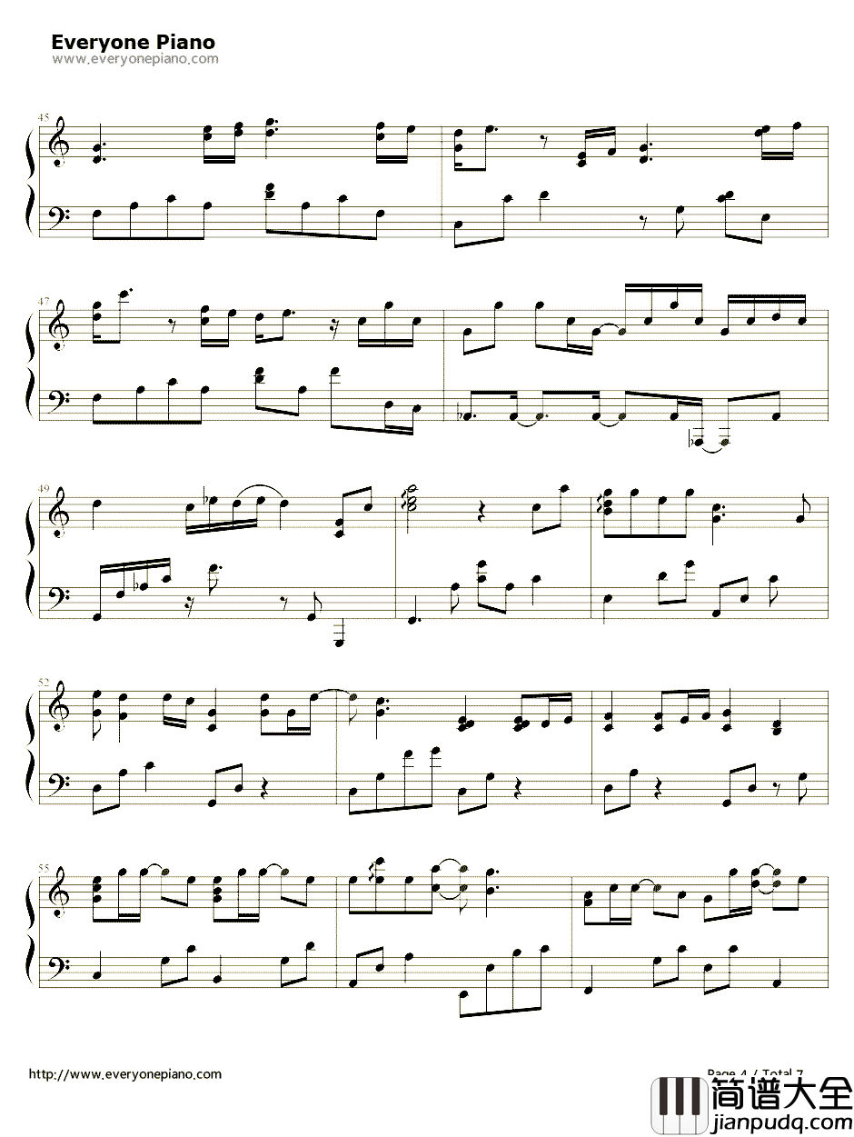 三寸日光钢琴谱_梁静茹