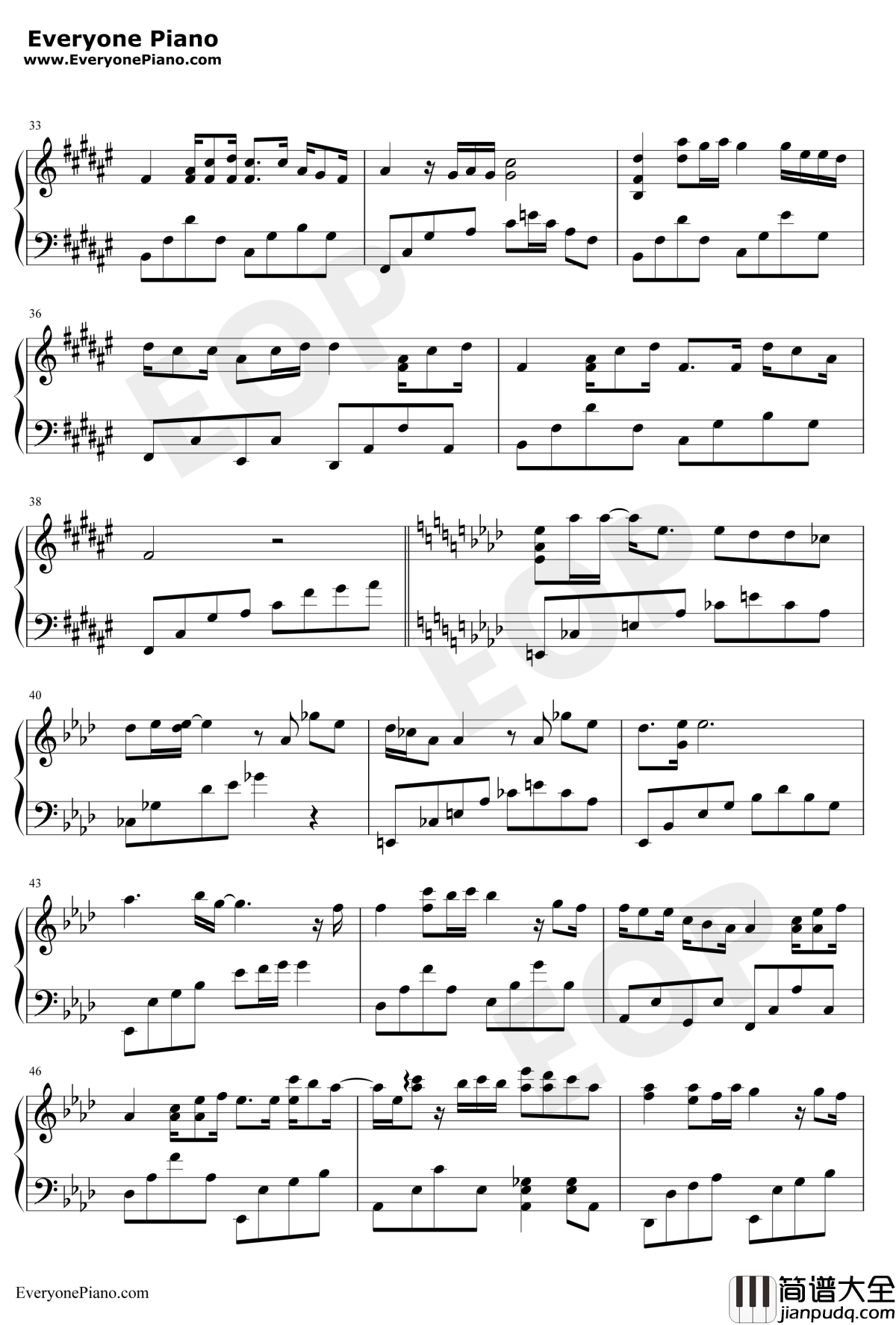 我的歌声里钢琴谱_曲婉婷_唯美简单版