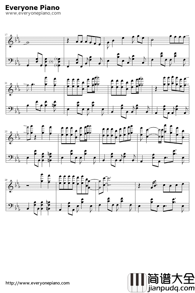 唯一钢琴谱_王力宏