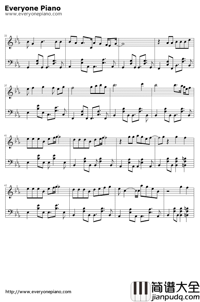 唯一钢琴谱_王力宏