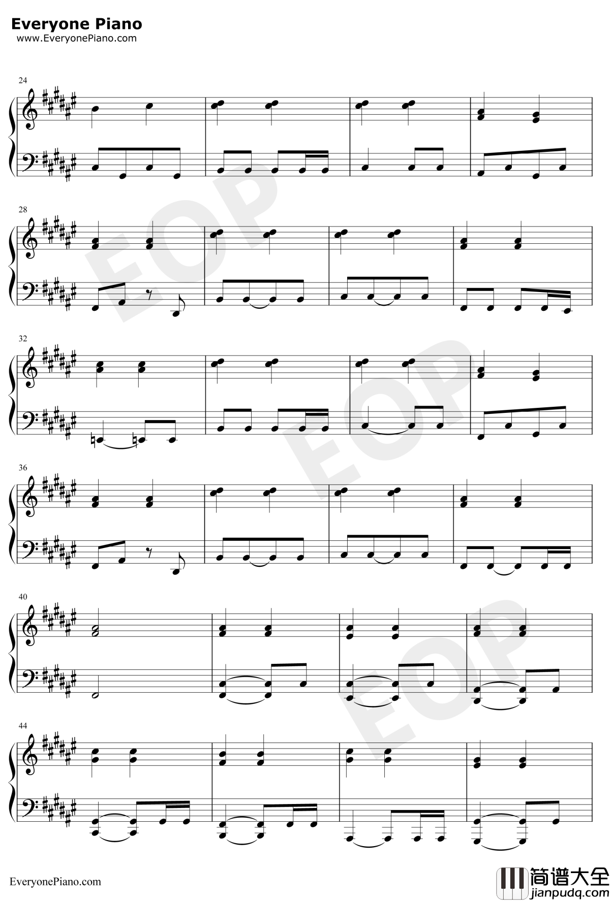 我的歌声里简易伴奏版钢琴谱_曲婉婷