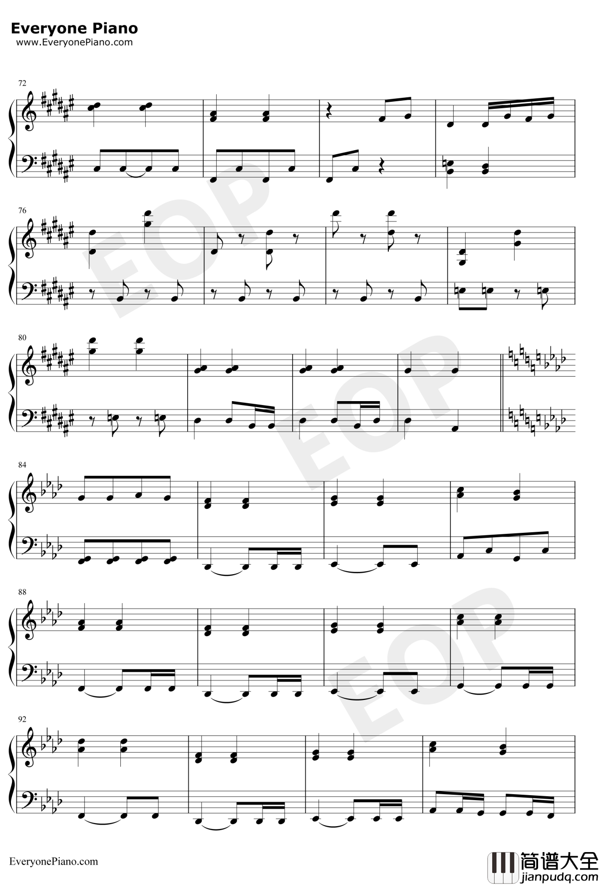 我的歌声里简易伴奏版钢琴谱_曲婉婷