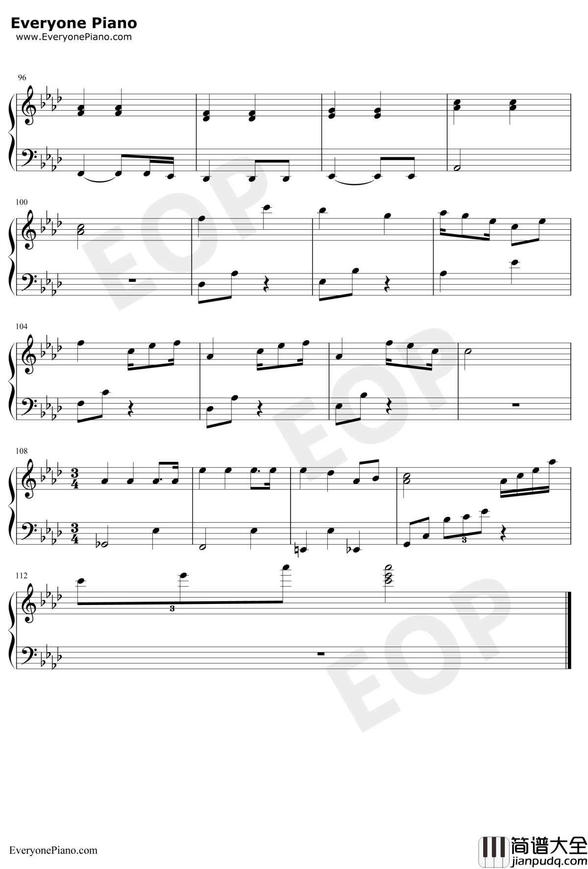 我的歌声里简易伴奏版钢琴谱_曲婉婷