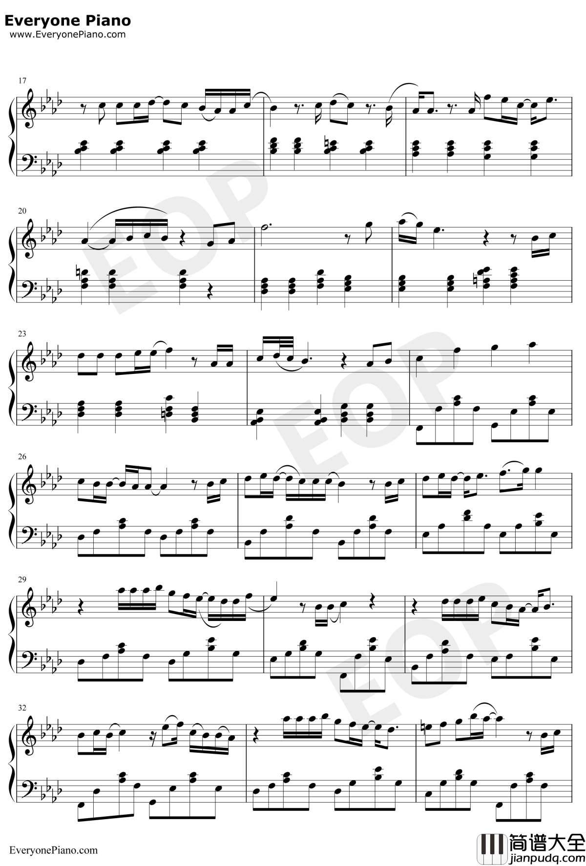 姻缘钢琴谱_李承哲_韩剧火鸟插曲