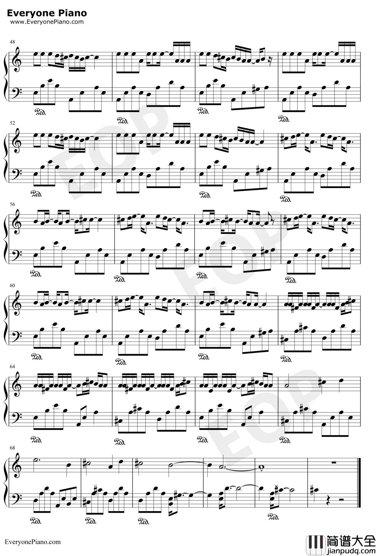 她的睫毛钢琴谱_周杰伦