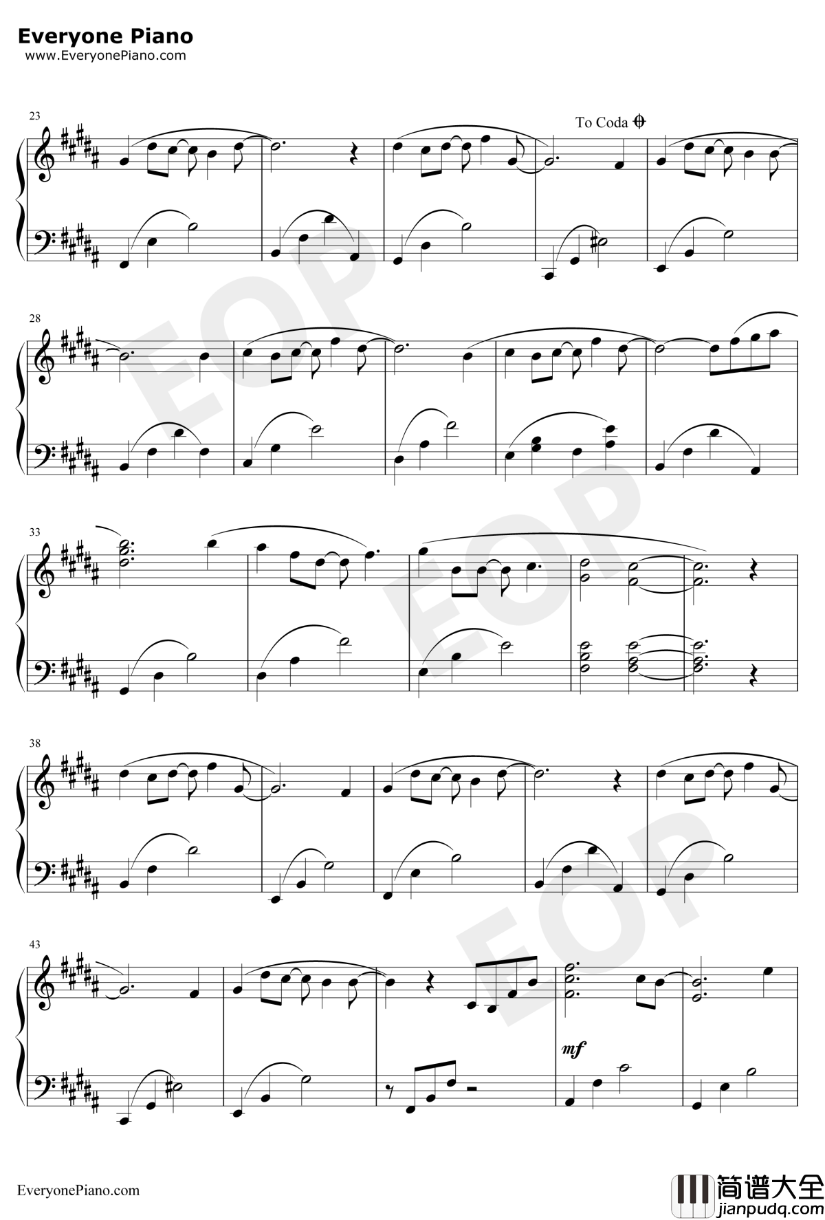 回忆钢琴谱_西村由纪江