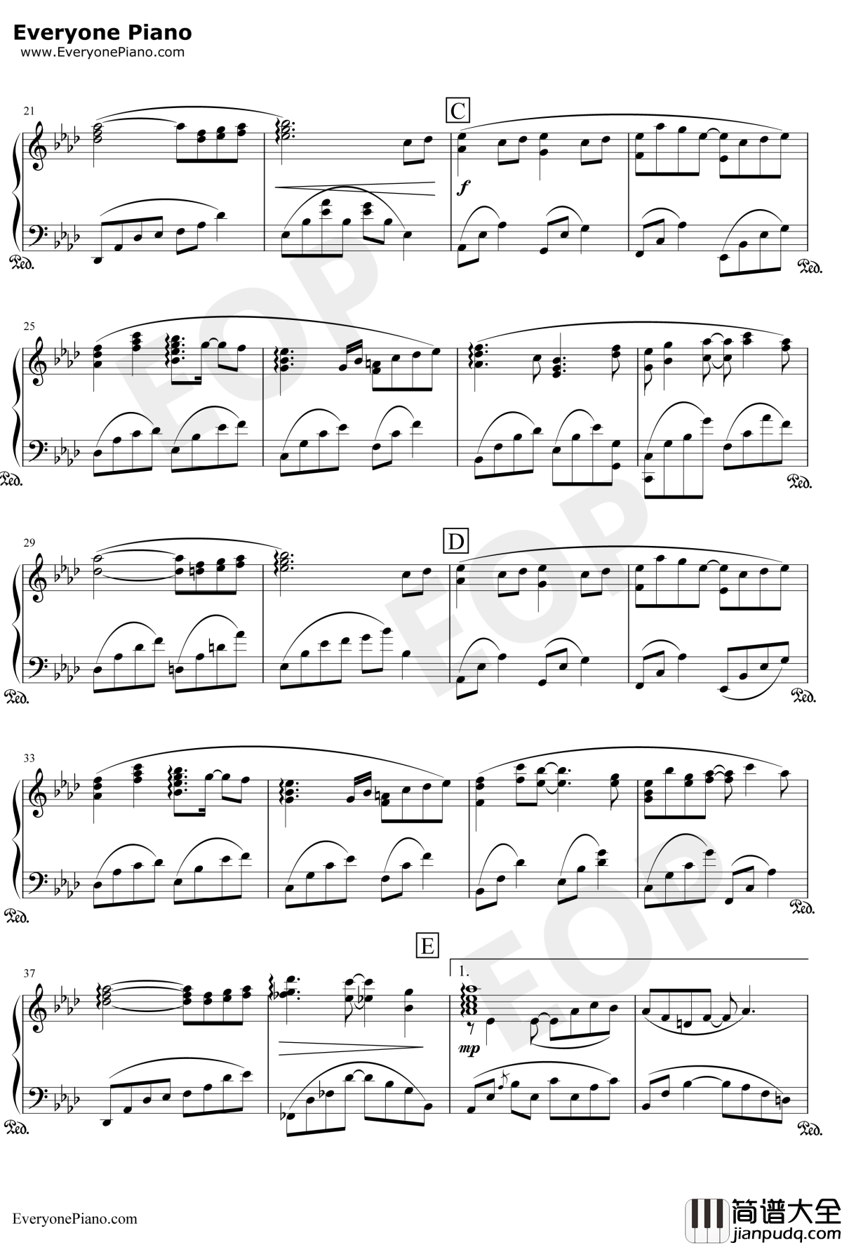 微笑的起点钢琴谱_范玮琪/张韶涵/郭静