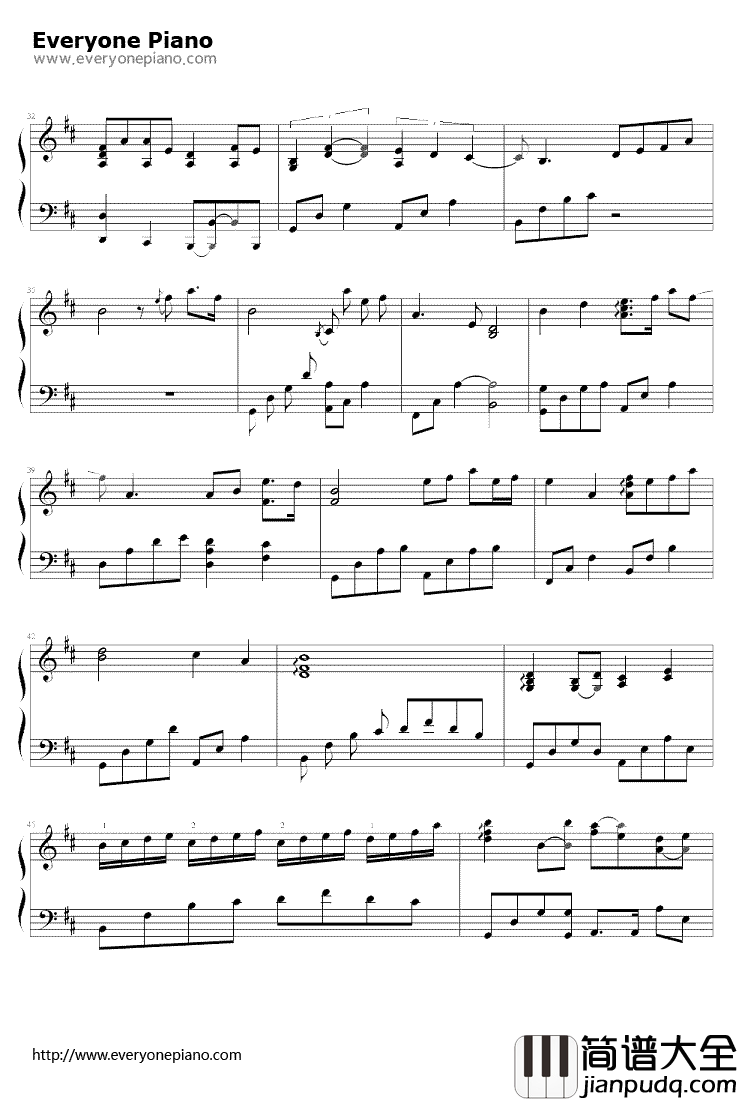 三寸天堂钢琴谱__严艺丹