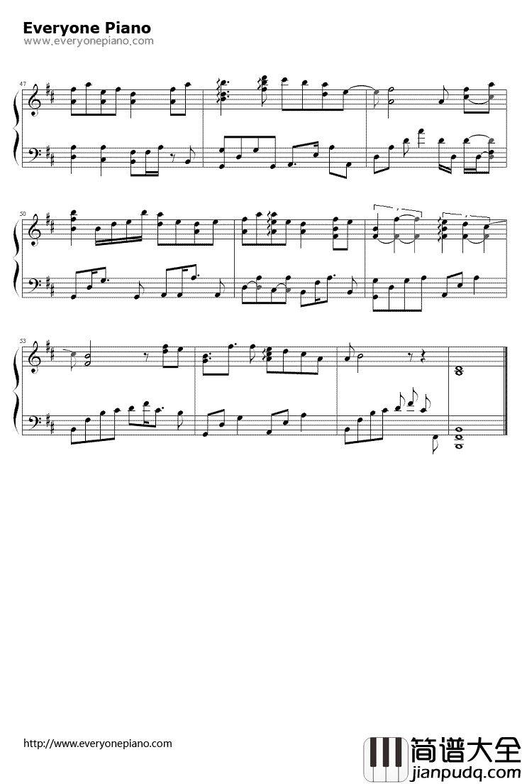 三寸天堂钢琴谱__严艺丹