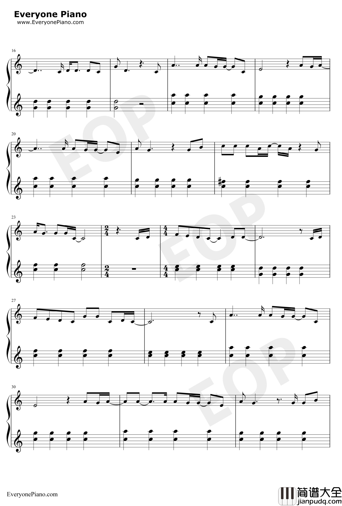 Baby_Song钢琴谱_陈奕迅_陈奕迅