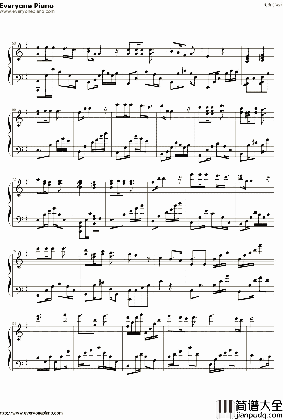 夜曲钢琴谱_周杰伦Jay