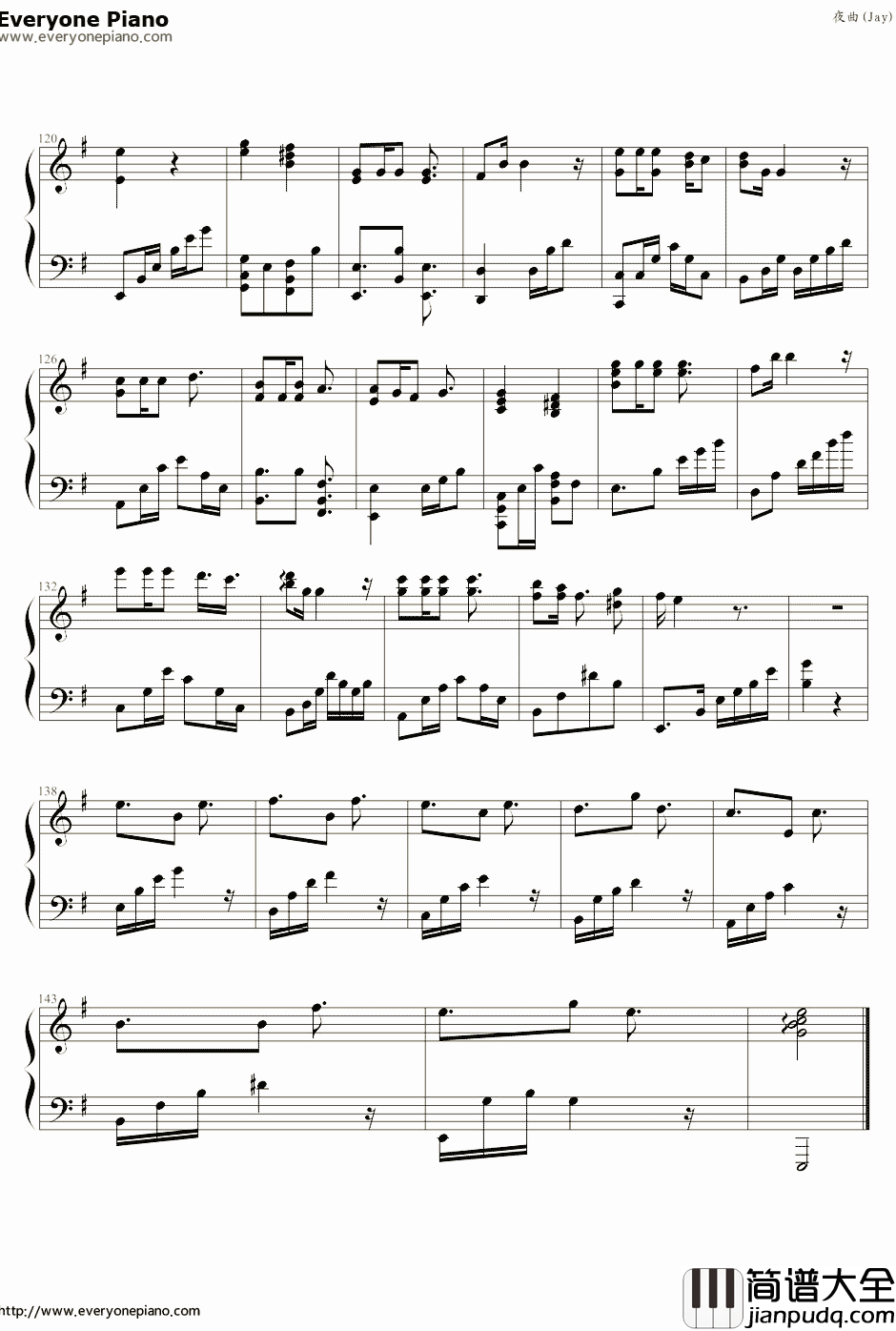 夜曲钢琴谱_周杰伦Jay