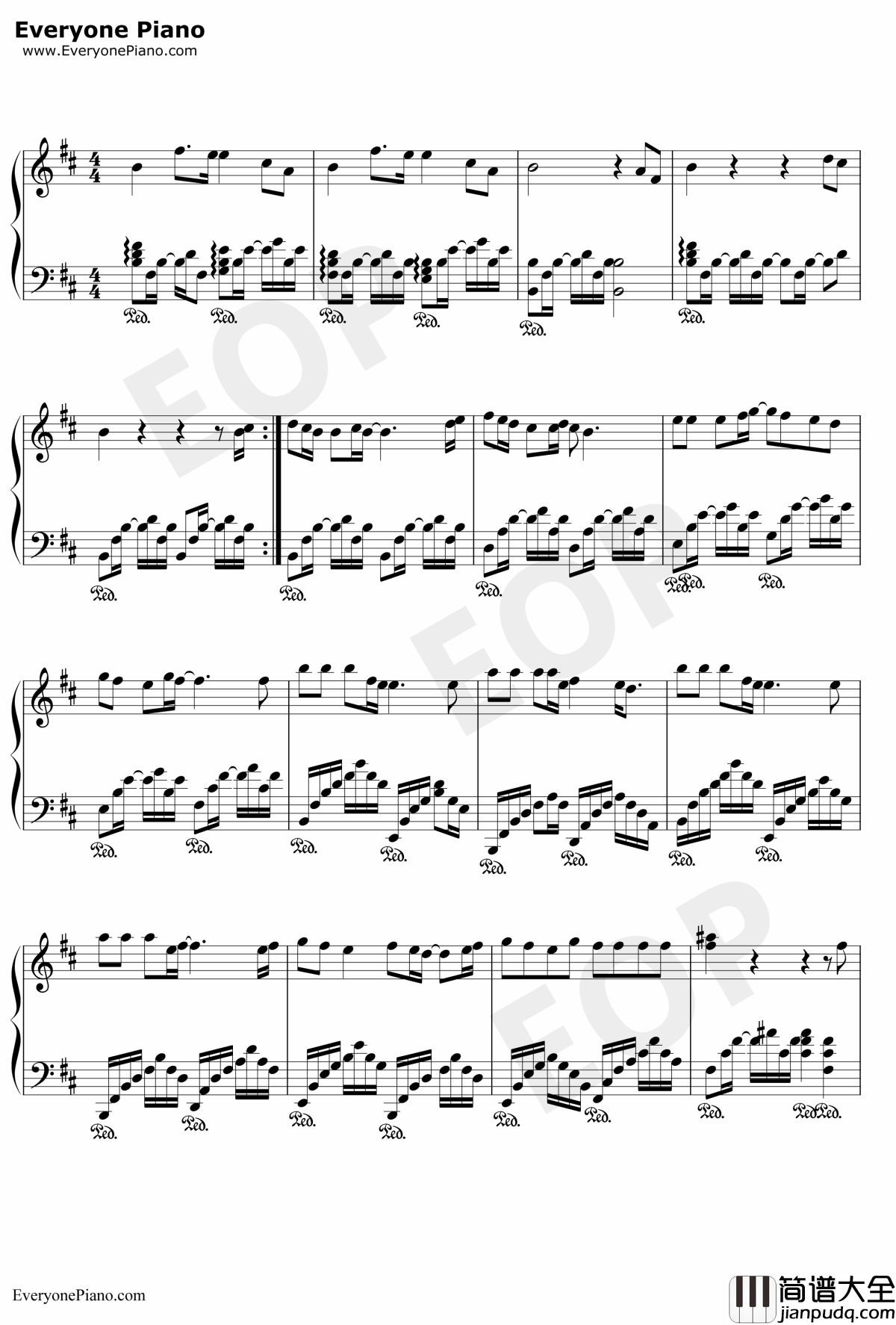 离别钢琴谱_阿杜