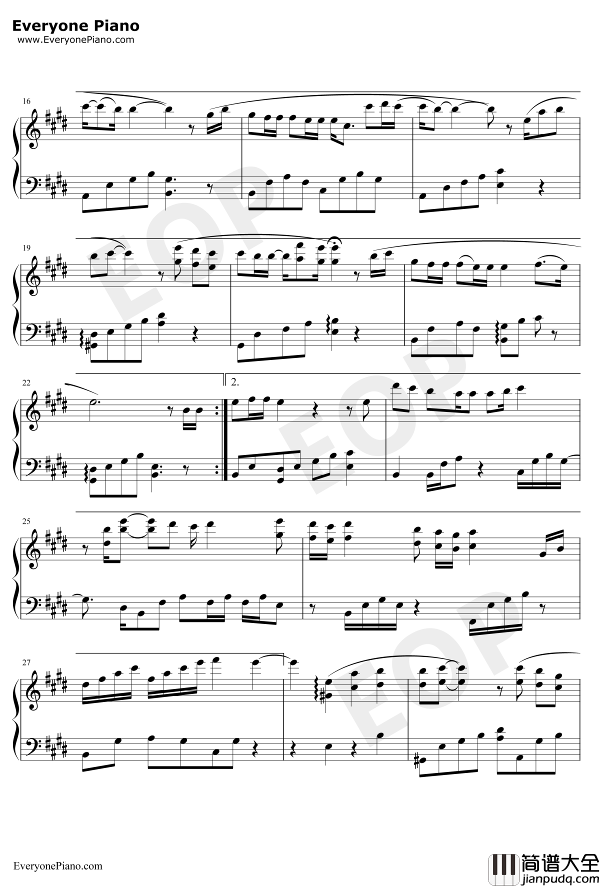 答应不爱你钢琴谱_郑中基_仙剑3插曲