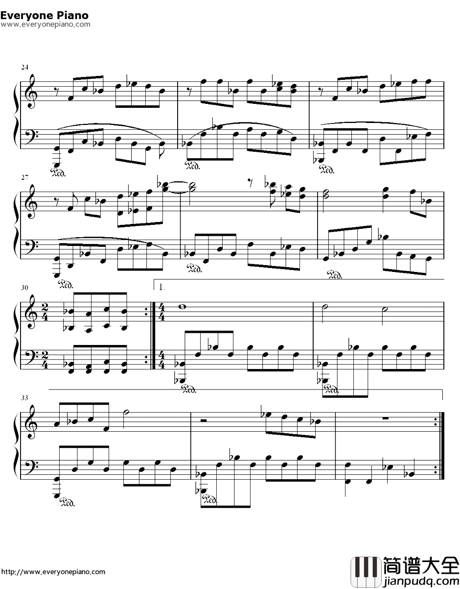 爱情悬崖钢琴谱_周杰伦