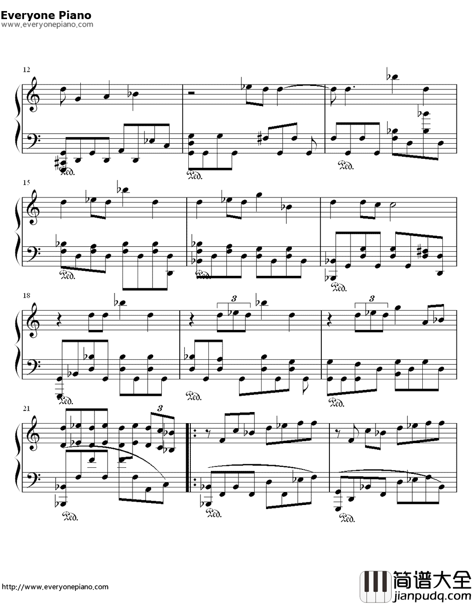 爱情悬崖钢琴谱_周杰伦