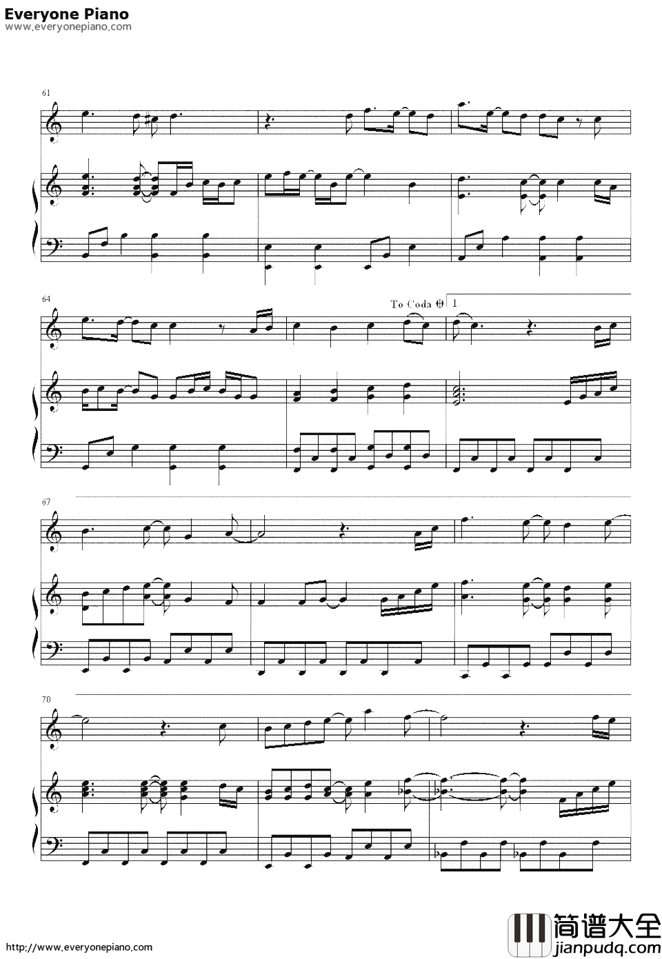 Paradise伴奏钢琴谱_Coldplay_少年派的奇幻漂流主题曲