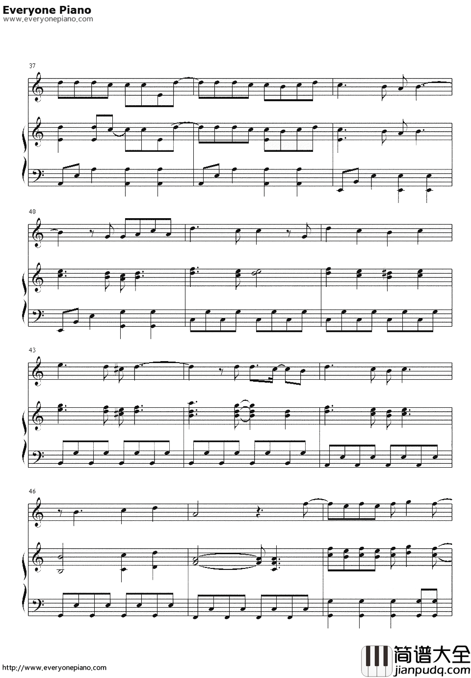 Paradise伴奏钢琴谱_Coldplay_少年派的奇幻漂流主题曲