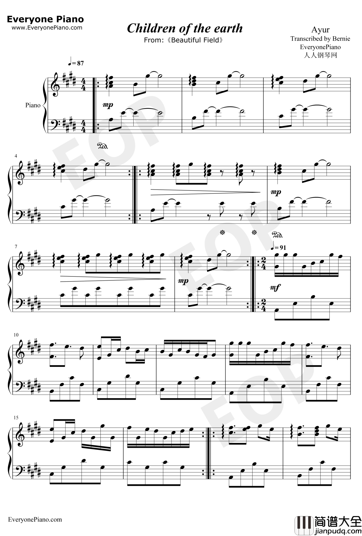 Children_of_The_Earth钢琴谱_Ayur