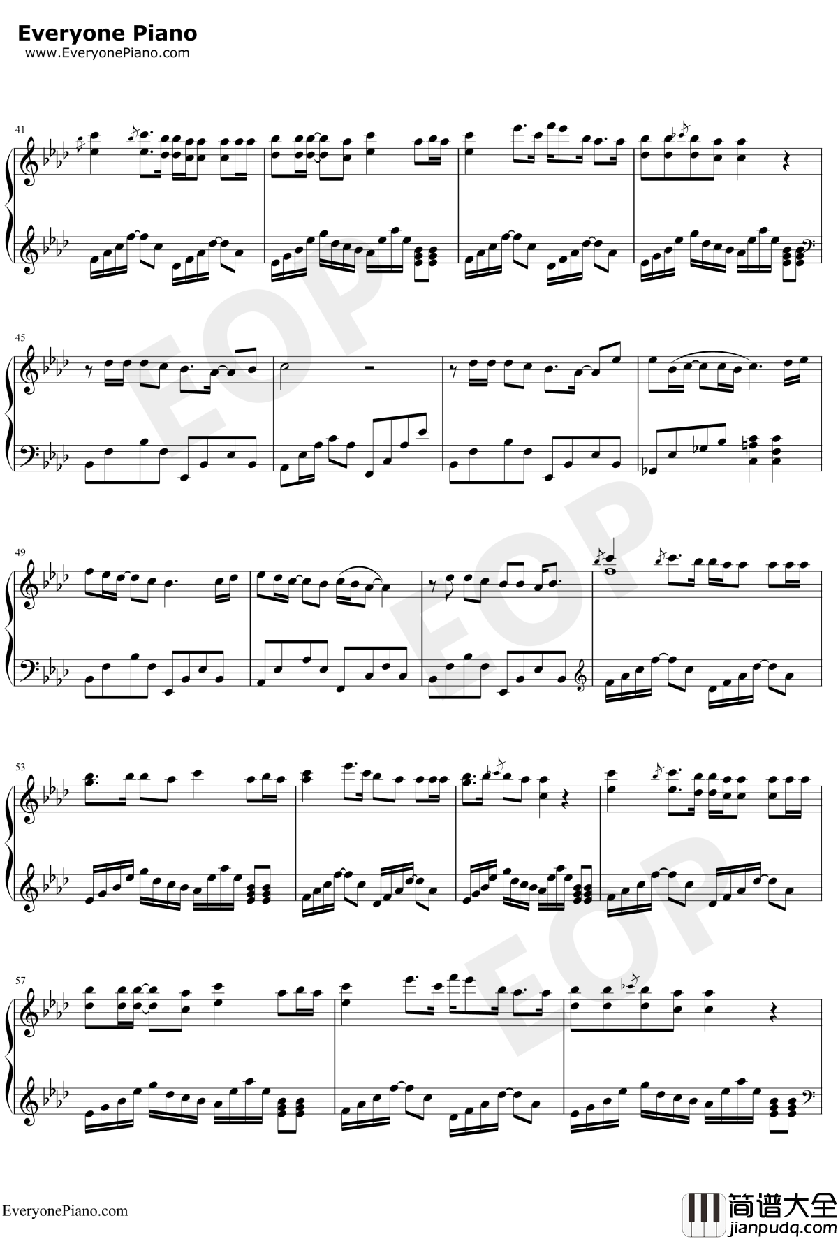 不得不爱钢琴谱_潘玮柏/弦子