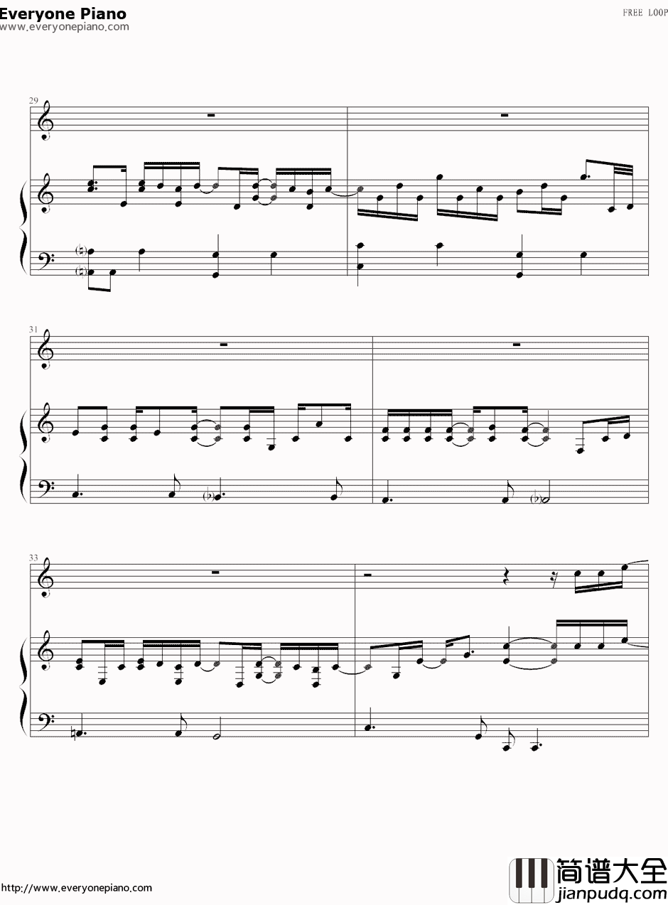 Free_Loop欧美经典钢琴谱_丹尼尔·波特Daniel_Richard_Powter