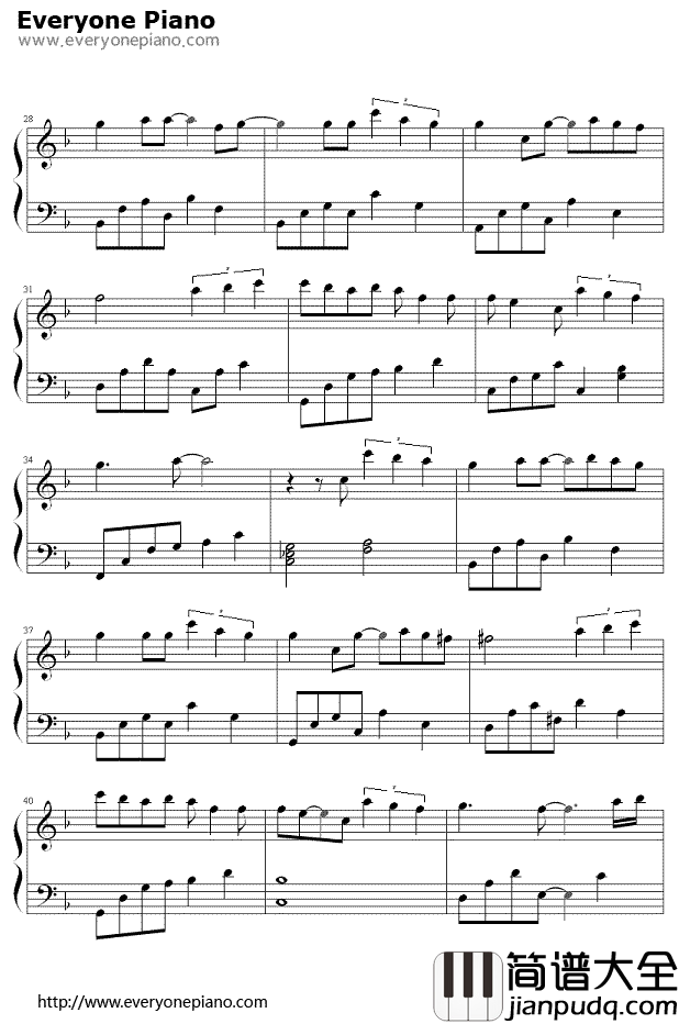 遗失的美好钢琴谱_张韶涵