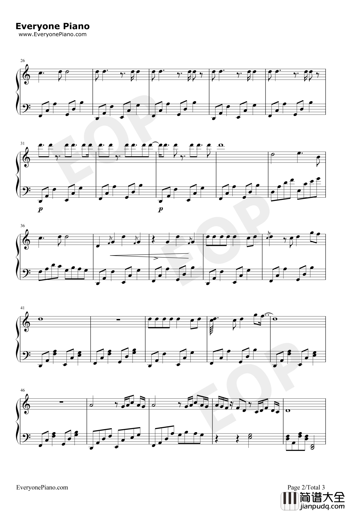 梯田钢琴谱_周杰伦