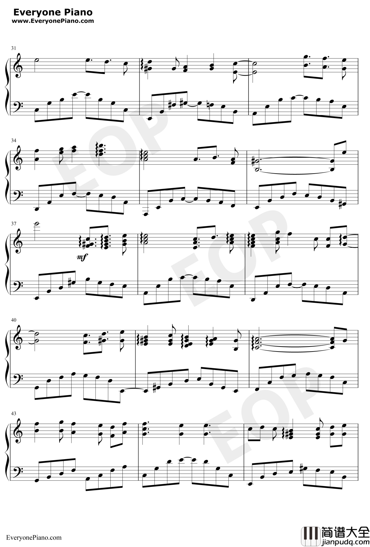 守候钢琴谱_徐冥蕾心然_新绝代双骄3主题曲