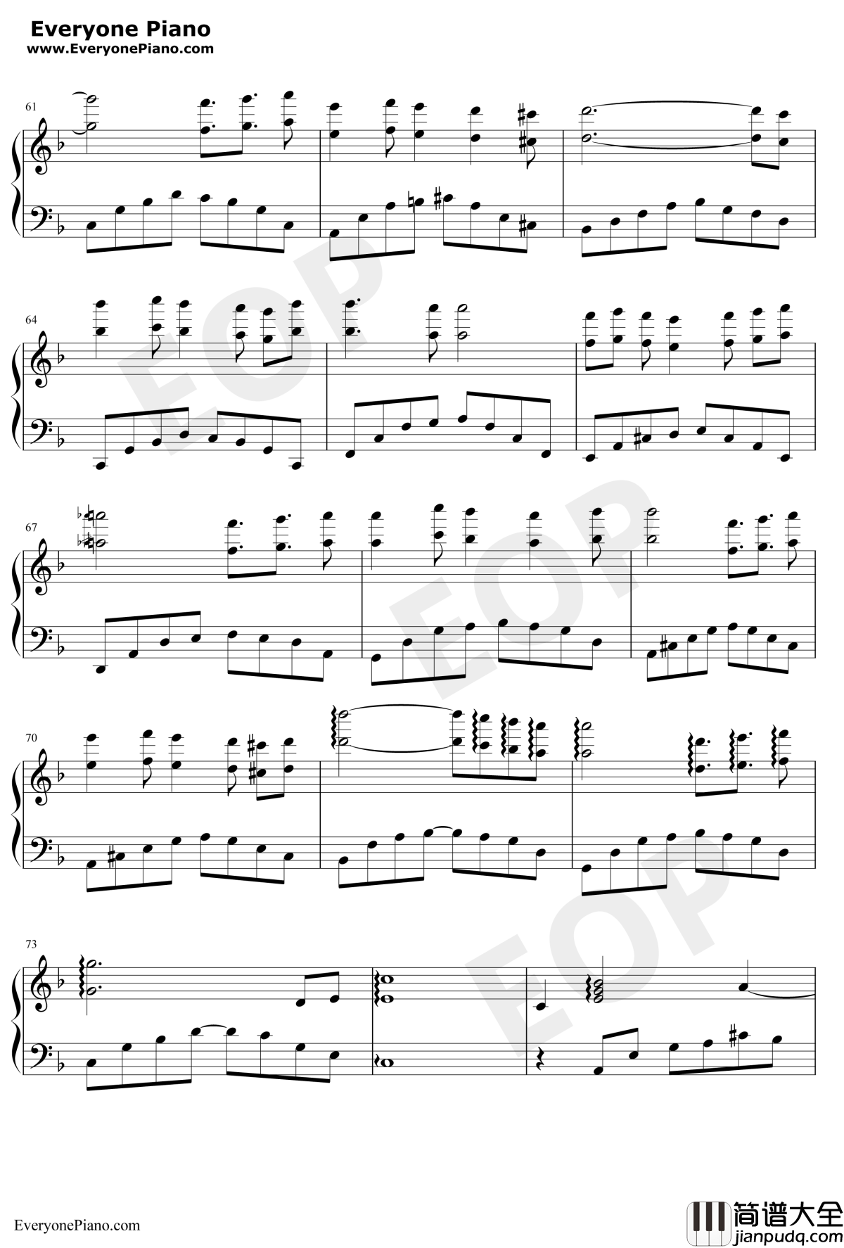 守候钢琴谱_徐冥蕾心然_新绝代双骄3主题曲