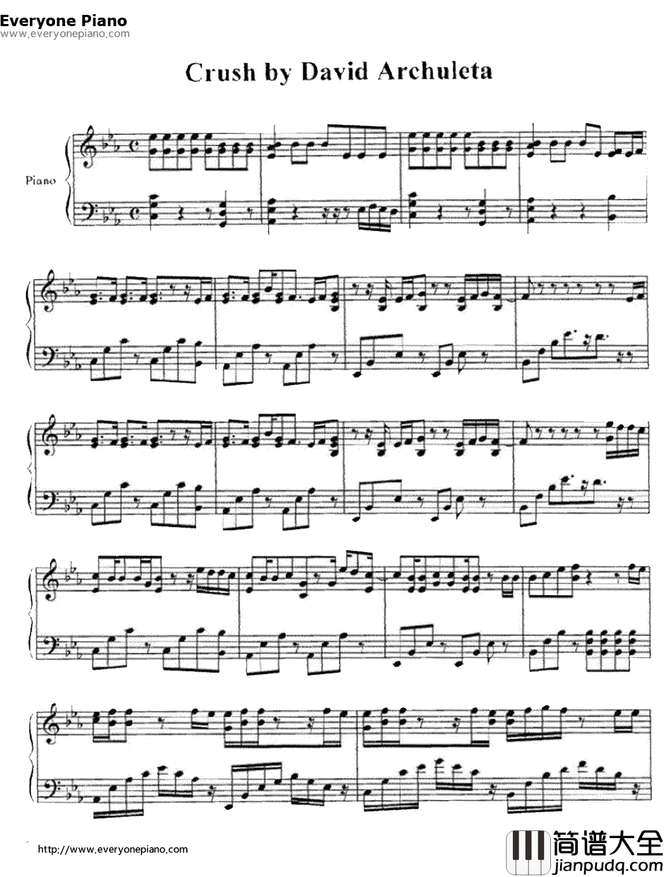 Crush钢琴谱_Davidarchuleta大卫·阿楚雷塔_美国偶像亚军Davidarchuleta