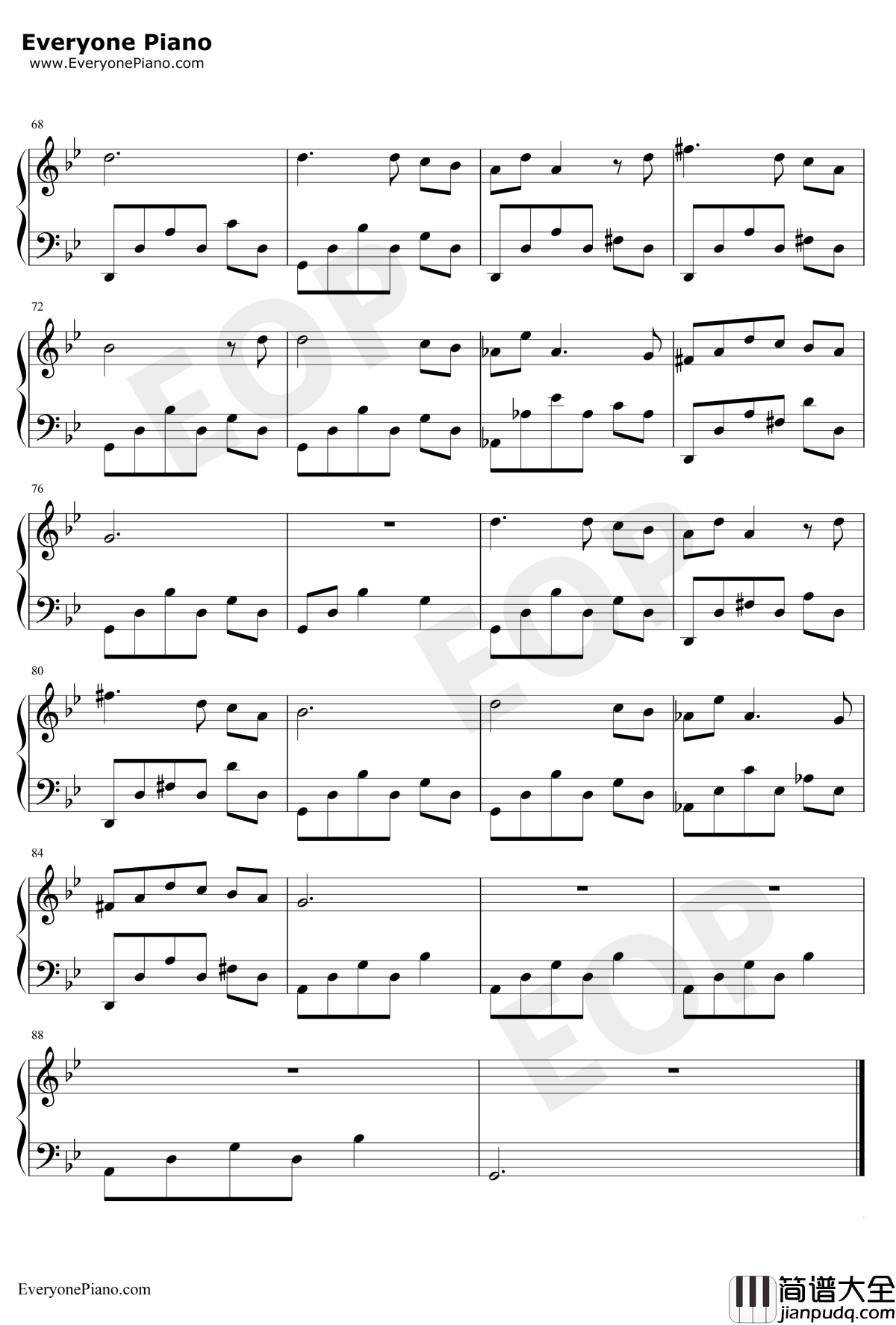 Sparks钢琴谱_未知_蓝色生死恋之冬季恋歌