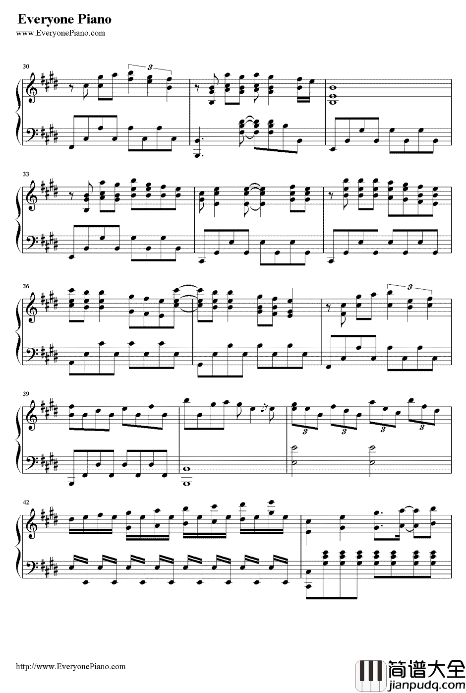 寂寞寂寞就好钢琴谱_田馥甄__爱的蜜方_片尾曲