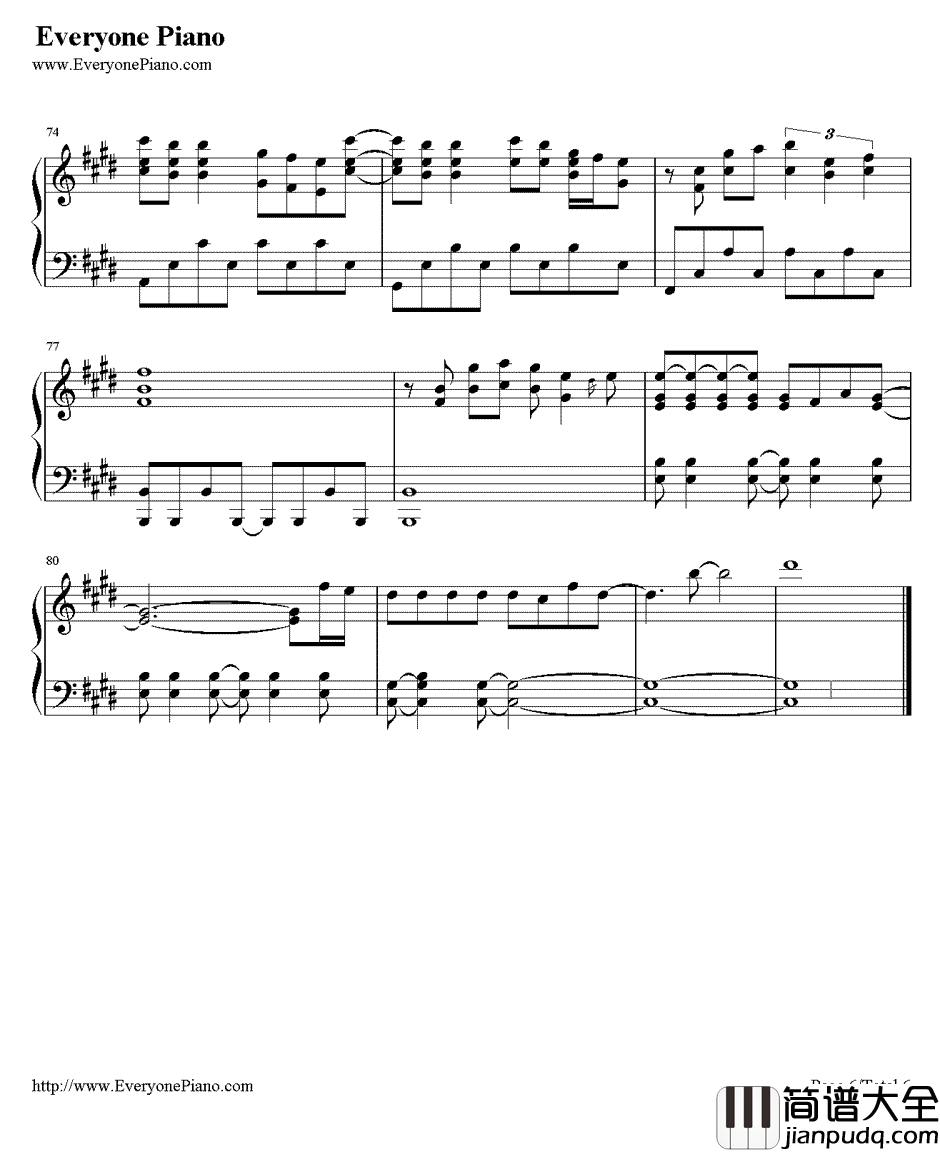 寂寞寂寞就好钢琴谱_田馥甄__爱的蜜方_片尾曲