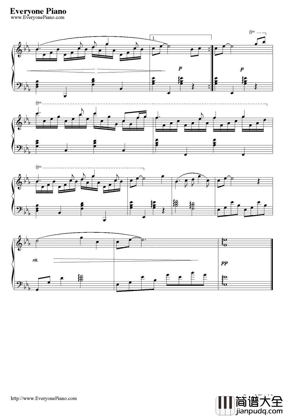 女儿情钢琴谱_吴静_西游记插曲