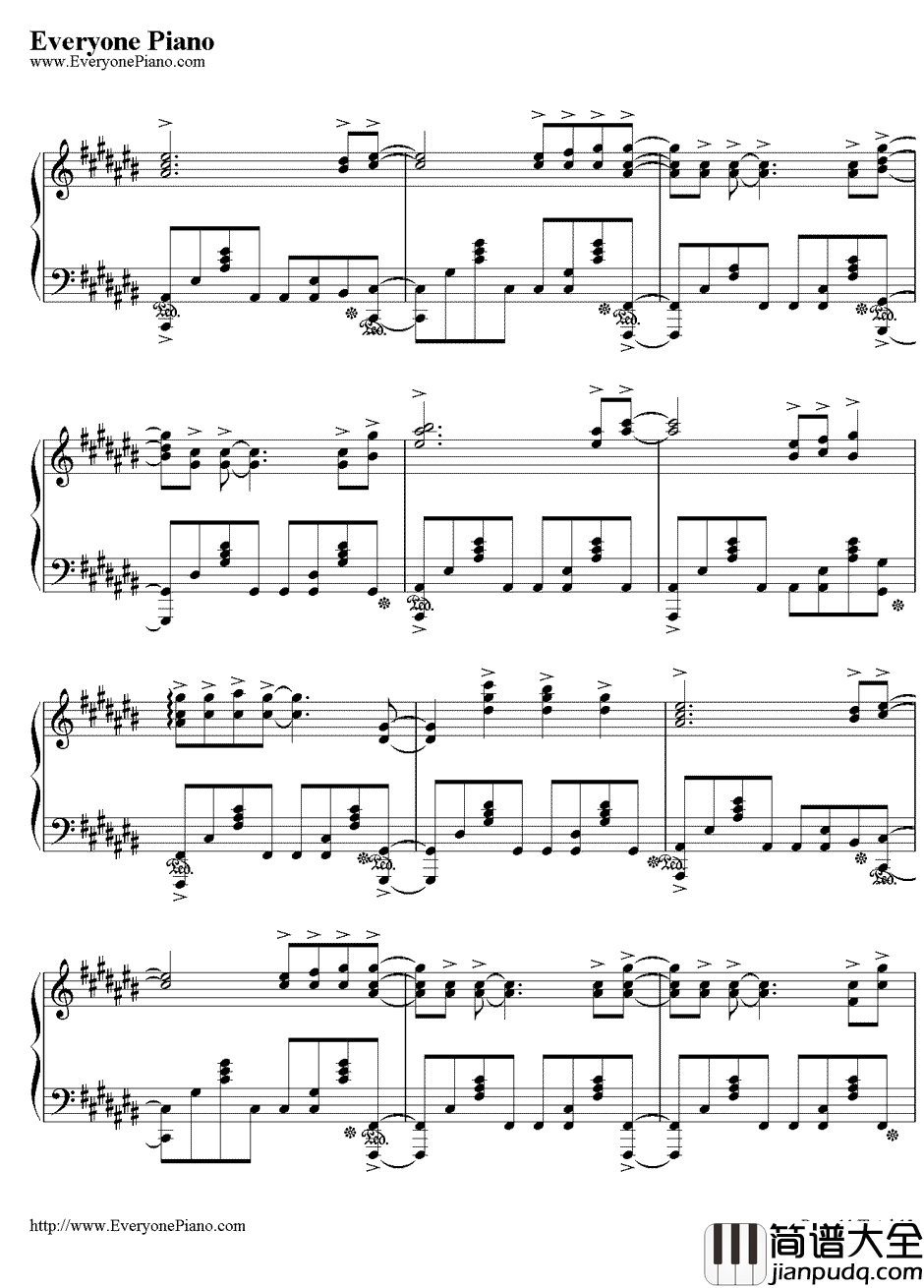 绯色之空钢琴谱_川田麻美_灼眼的夏娜主题曲